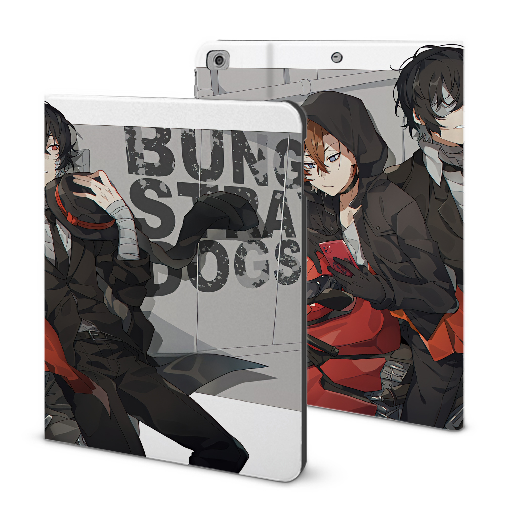 （画像用） 文豪ストレイドッグス Bungo Stray Dogs IPad ケース ブック型 PUレザー TPU 耐衝撃 軽量 薄型 ペン収納なし 全面保護 IPad 各モデル対応